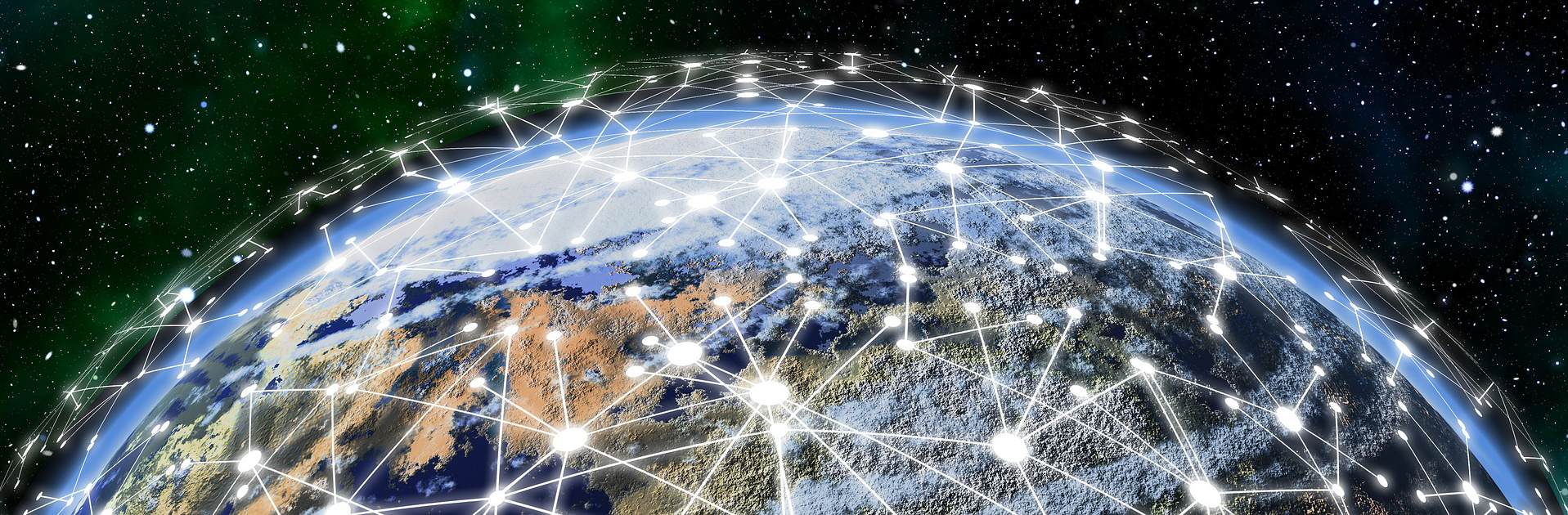 Network of lights spanning the world